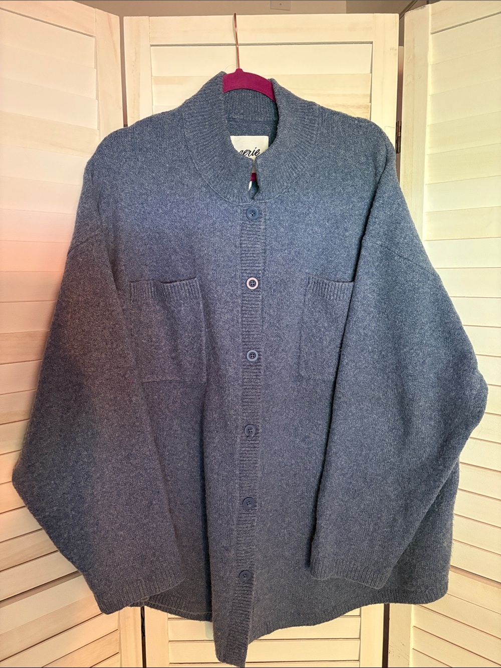 Cozy Blue Button-Up Aerie Cardigan Sweater